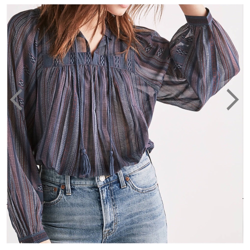 Lucky brand BOHO shear long sleeve blouse